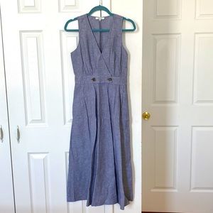 Madewell Linen/Cotton Midi Dress in Blue